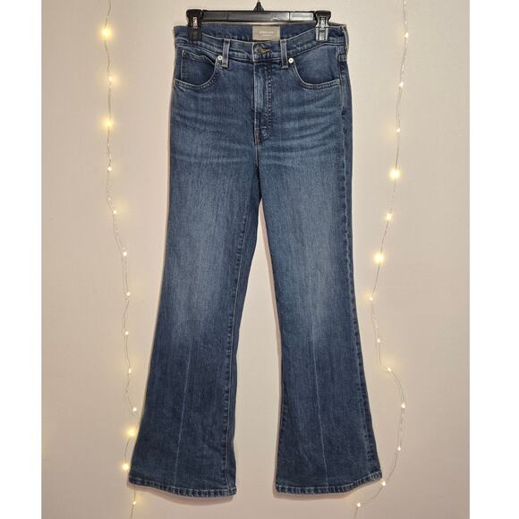 EVERLANE The High-Rise Flare Size 26 Regular Bright Indigo Blue Stretch Stretchy - Picture 2 of 16